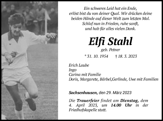 Traueranzeige von Elfi Stahl von WLZ