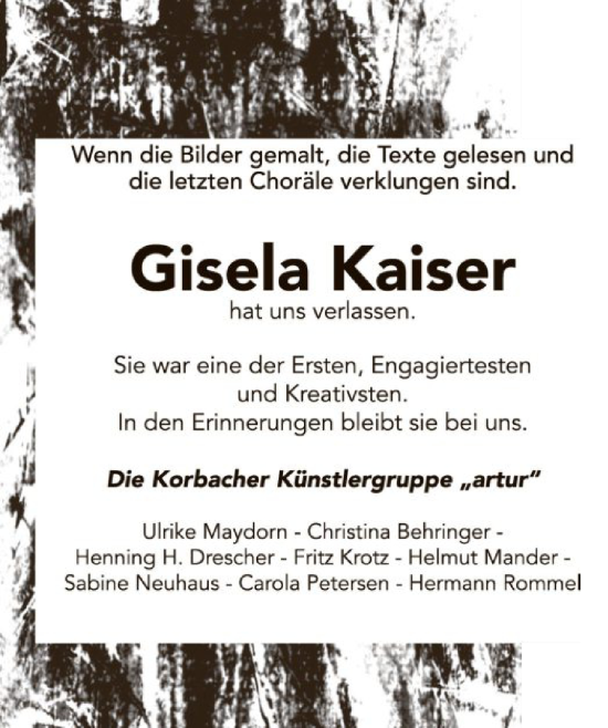 Traueranzeige von Gisela Kaiser von WLZ