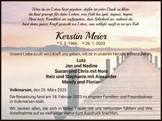 Traueranzeige von Kerstin Meier von WLZ