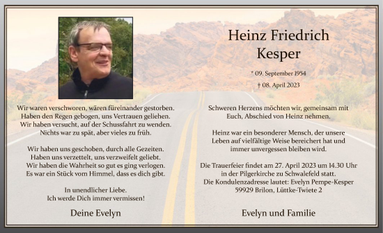 Traueranzeige von Heinz Kesper von WLZ