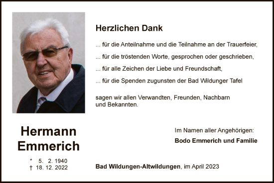 Traueranzeige von Hermann Emmerich von WLZ