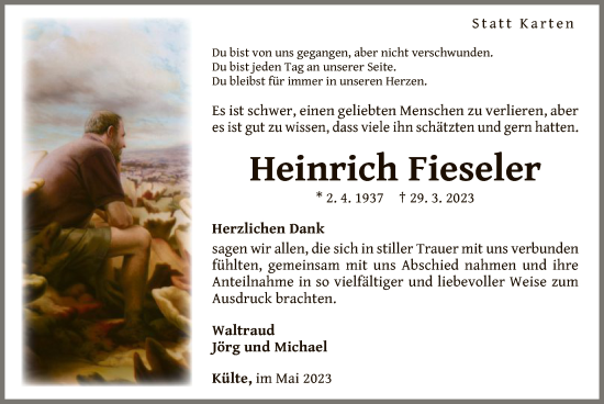 Traueranzeige von Heinrich Fieseler von WLZ