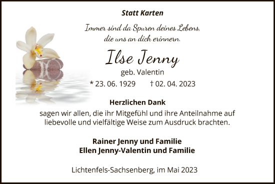 Traueranzeige von Ilse Jenny von HNA