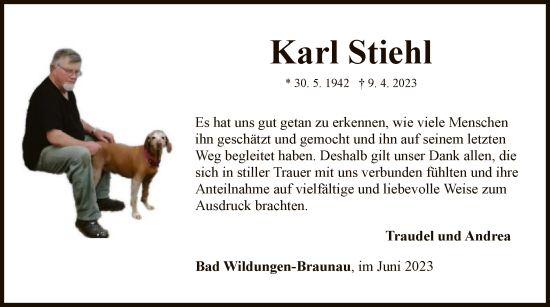 Traueranzeige von Karl Stiehl von WLZ