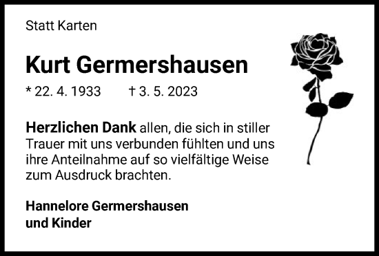 Traueranzeige von Kurt Germershausen von WLZ