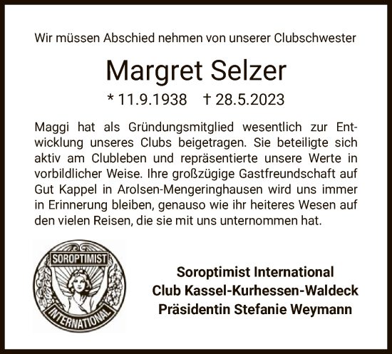 Traueranzeige von Margret Selzer von WLZ