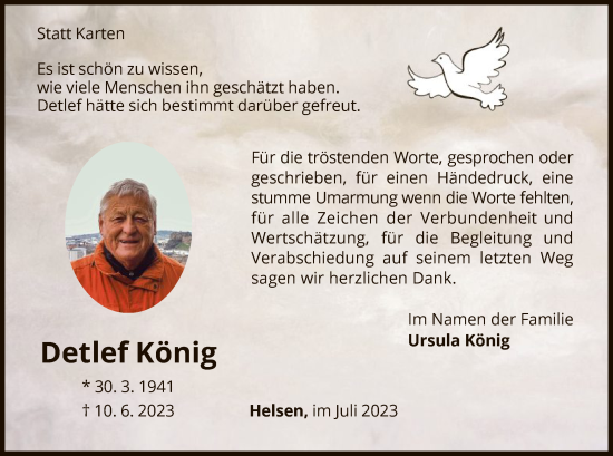 Traueranzeige von Detlef König von WLZ