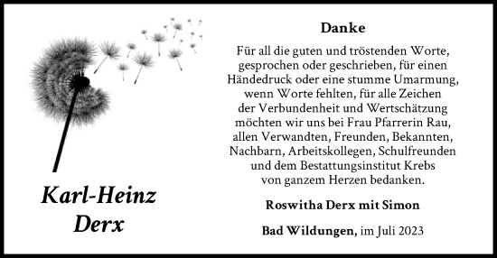 Traueranzeige von Karl-Heinz Derx von WLZ