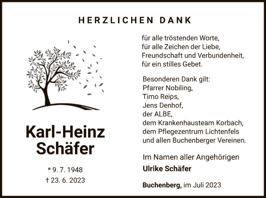 Traueranzeige von Karl-Heinz Schäfer von WLZ