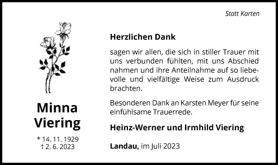 Traueranzeige von Minna Viering von WLZ