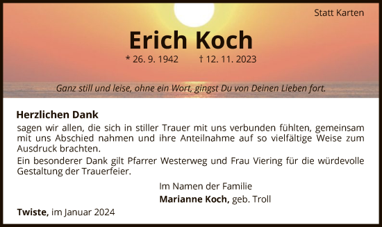 Traueranzeige von Erich Koch von WLZ