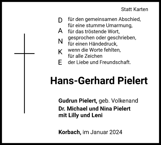 Traueranzeige von Hans-Gerhard Pielert von WLZ