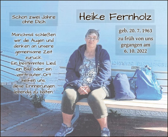 Traueranzeige von Heike Fernholz von WLZ