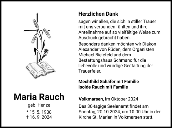 Traueranzeige von Maria Rauch von WLZ