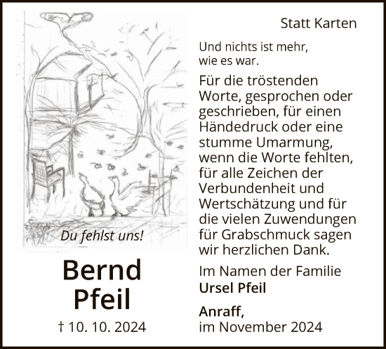 Traueranzeige von Bernd Pfeil von WLZ