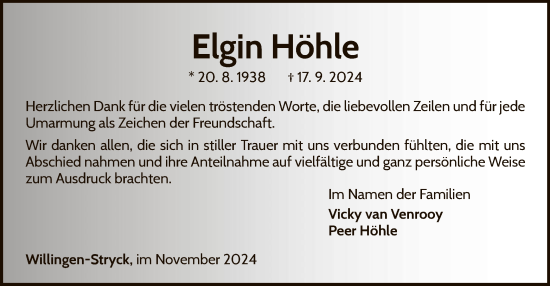Traueranzeige von Elgin Höhle von WLZ