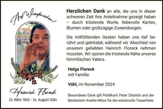 Traueranzeige von Heinrich Floreck von WLZ