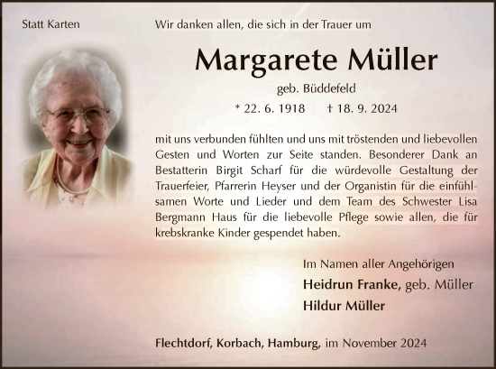 Traueranzeige von Margarete Müller von WLZ