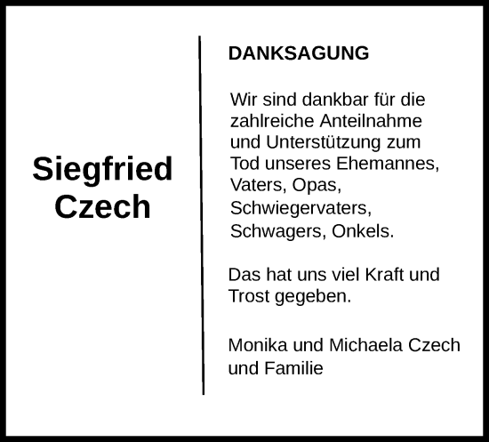 Traueranzeige von Siegfried Czech von WLZ