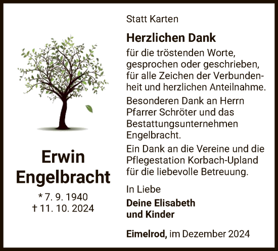 Traueranzeige von Erwin Engelbracht von WLZ