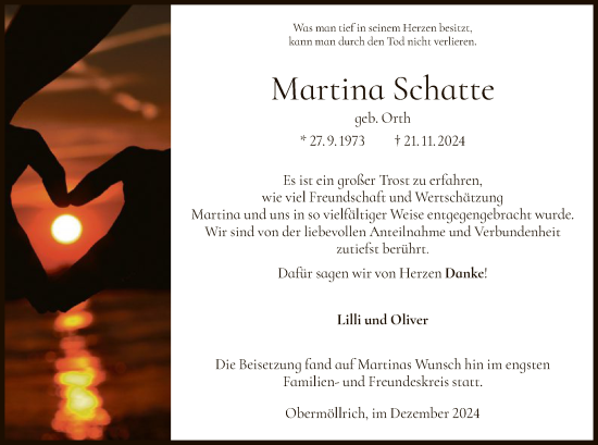 Traueranzeige von Martina Schatte von HNAWLZ