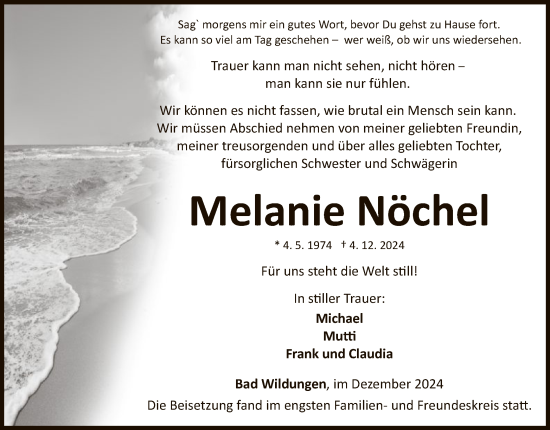 Traueranzeige von Melanie Nöchel von WLZ