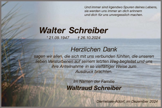 Traueranzeige von Walter Schreiber von WLZ