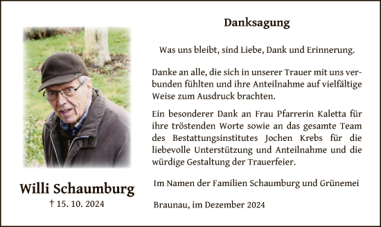 Traueranzeige von Willi Schaumburg von WLZ