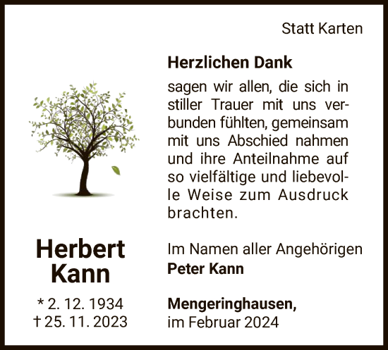 Traueranzeige von Herbert Kann von WLZ