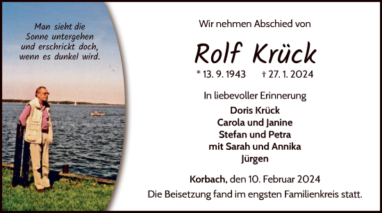 Traueranzeige von Rolf Krück von WLZ