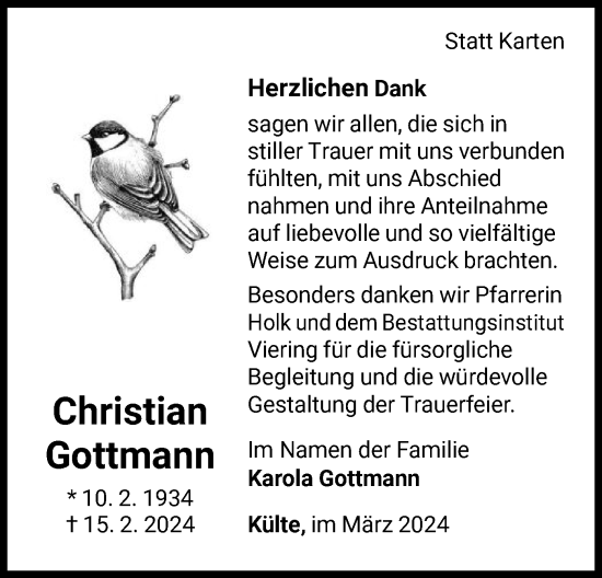 Traueranzeige von Christian Gottmann von WLZ