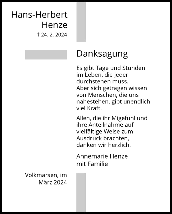 Traueranzeige von Hans-Herbert Henze von WLZ