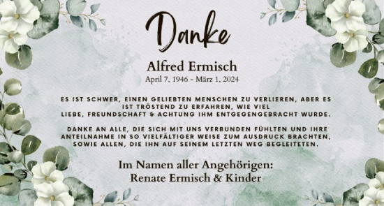 Traueranzeige von Alfred Ermisch von WLZ