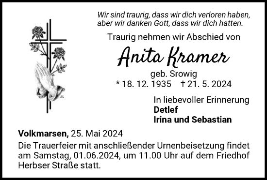 Traueranzeige von Anita Kramer von WLZ