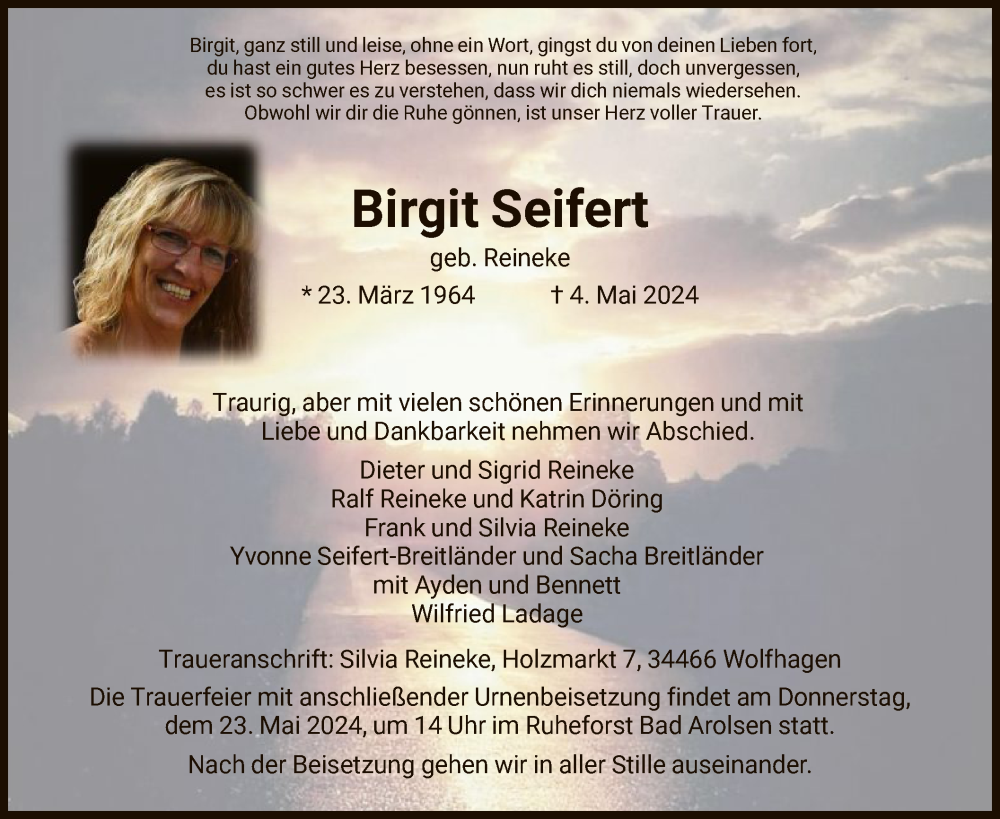  Traueranzeige für Birgit Seifert vom 18.05.2024 aus HNAWLZ