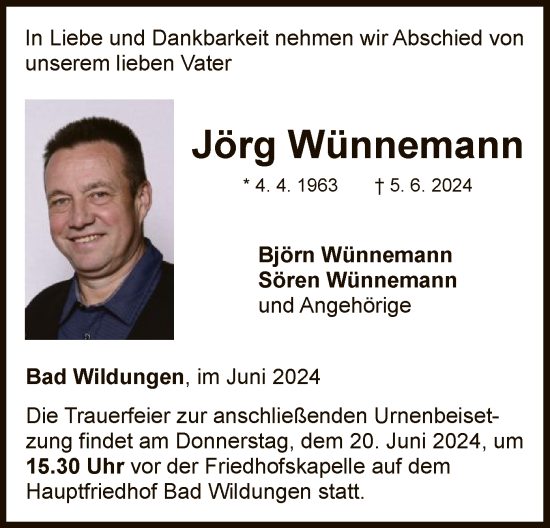 Traueranzeige von Jörg Wünnemann von WLZ