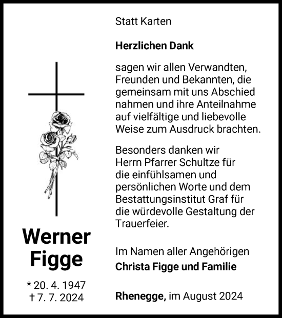 Traueranzeige von Werner Figge von WLZ