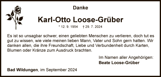 Traueranzeige von Karl-Otto Loose-Grüber von WLZ