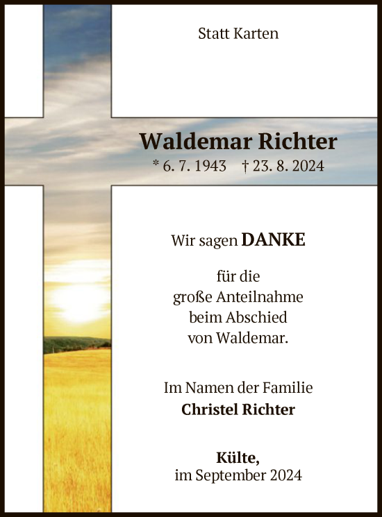 Traueranzeige von Waldemar Richter von WLZ