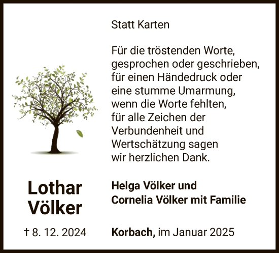 Traueranzeige von Lothar Völker von WLZ