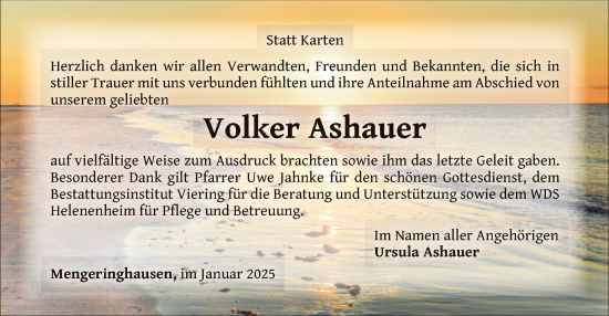 Traueranzeige von Volker Ashauer von WLZ