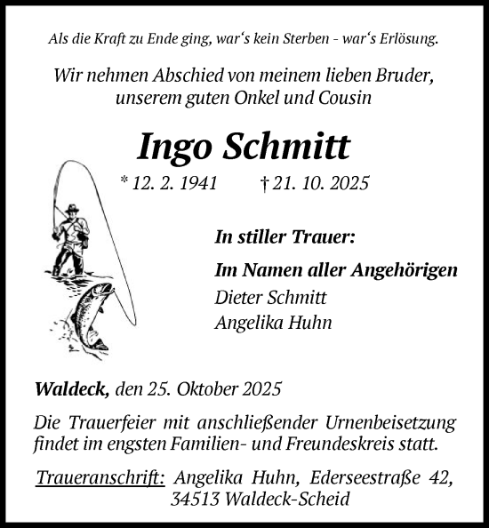 Traueranzeige von Ingo Schmitt von WLZ