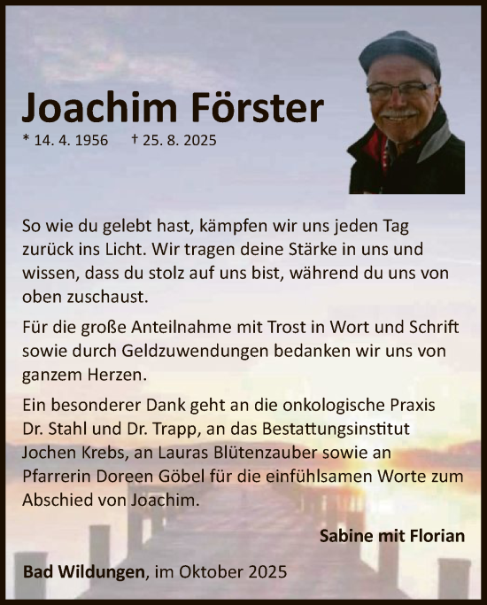 Traueranzeige von Joachim Förster von WLZ