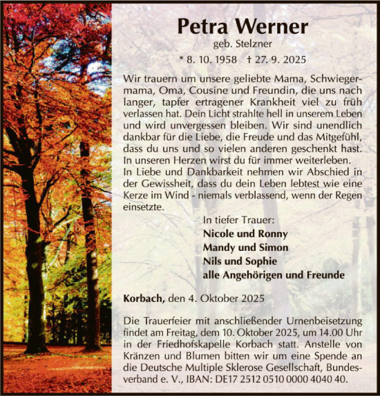 Traueranzeige von Petra Werner von WLZ