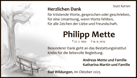 Traueranzeige von Philipp Mette von WLZ