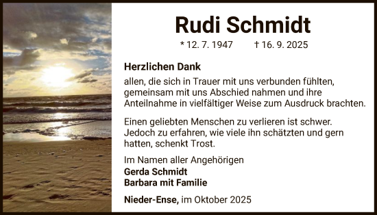 Traueranzeige von Rudi Schmidt von WLZ