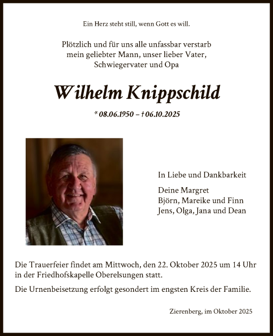 Traueranzeige von Wilhelm Knippschild von HNAWLZ