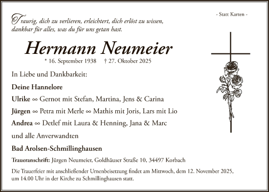 Traueranzeige von Hermann Neumeier von WLZ
