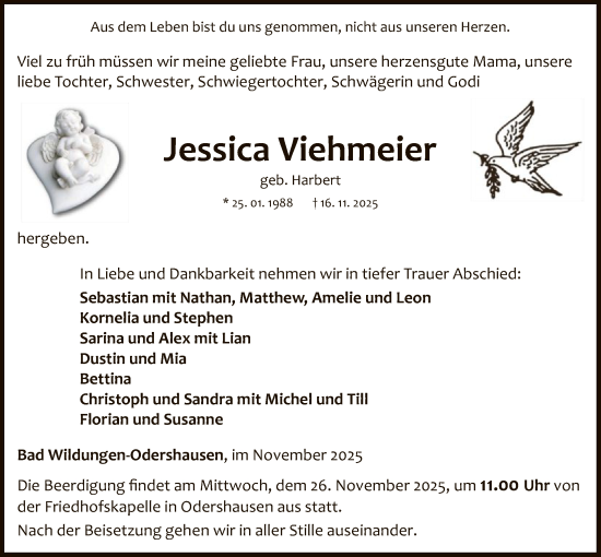 Traueranzeige von Jessica Viehmeier von WLZ
