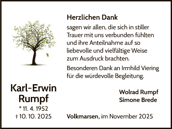 Traueranzeige von Karl-Erwin Rumpf von WLZ